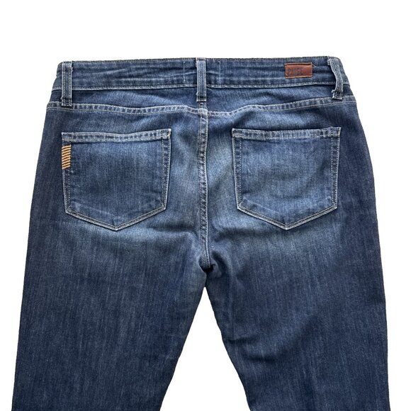 PAIGE jeans size 28 inseam 28 skyline ankle peg stretch low rise denim dark blue - Picture 4 of 7